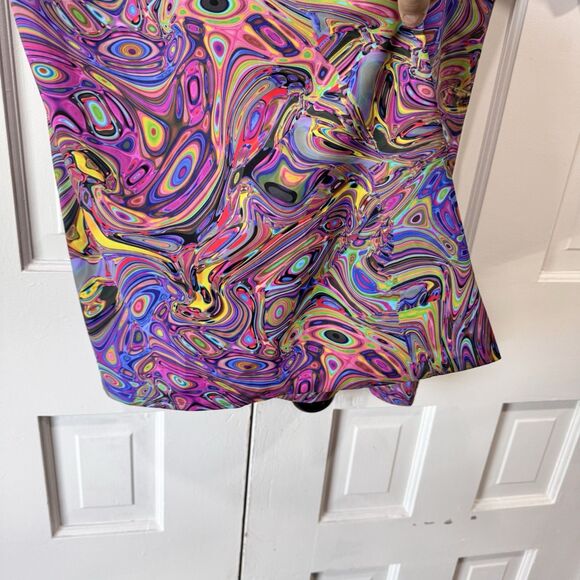 Candy Catz Rave Wear Festival Size M Open Duster Kimono Water Marble Print EUC - Picture 5 of 11
